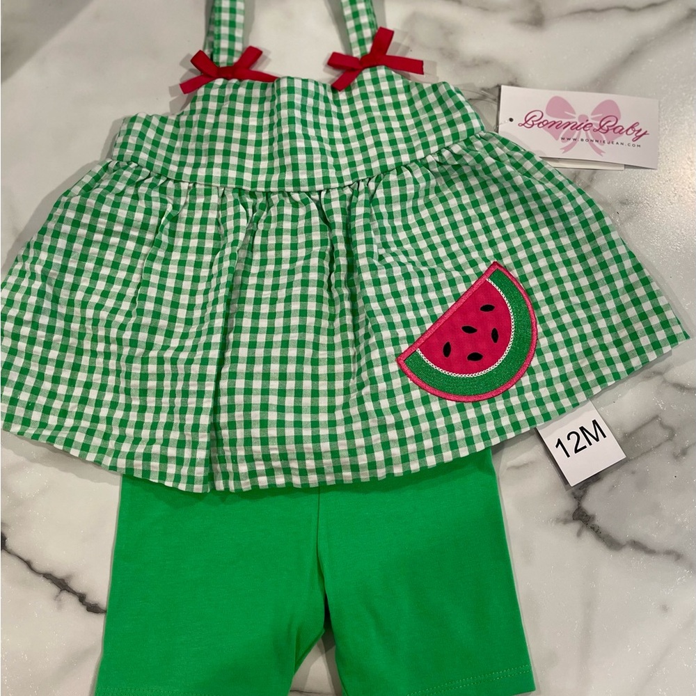 Bonnie Baby Green Checkered Outfit